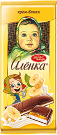 ШОКОЛАД АЛЁНКА, С НАЧИНКОЙ КРЕМ-БАНАН, МОЛОЧНЫЙ, 87 Г