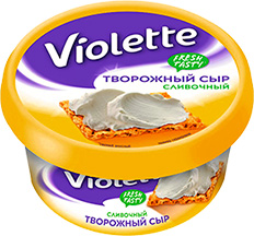 СЫР ТВОРОЖНЫЙ ВИОЛЕТТА, СЛИВОЧНЫЙ, С ЗЕЛЕНЬЮ, 70%, 140 Г