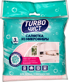 САЛФЕТКИ ИЗ МИКРОФИБРЫ ТУРБОЧИСТ, 30Х30 СМ, 3 ШТ.