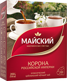 ЧАЙ МАЙСКИЙ, КОРОНА РОССИЙСКОЙ ИМПЕРИИ, ЧЁРНЫЙ, 100 ПАК.
