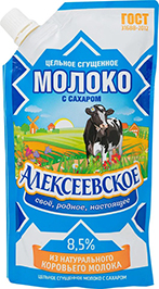 СГУЩЁННОЕ МОЛОКО АЛЕКСЕЕВСКОЕ, ЦЕЛЬНОЕ, 8,5%, 270 Г