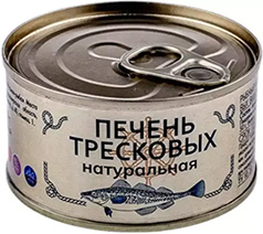 ПЕЧЕНЬ ТРЕСКОВЫХ ВИДОВ РЫБ РУССКИЕ БЕРЕГА, НАТУРАЛЬНАЯ, 120 Г