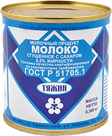 МОЛОЧНЫЙ ПРОДУКТ МОЛОКО СГУЩЁННОЕ ТЯЖИН, 8,5%, 360 Г