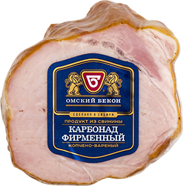 КАРБОНАД ФИРМЕННЫЙ, ОМСКИЙ БЕКОН, КОПЧЁНО-ВАРЁНЫЙ, 1 КГ