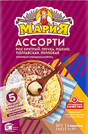 КРУПА МАРИЯ АССОРТИ, РИС/ГРЕЧКА/ПШЕНО/ПШЕНИЧНАЯ, В ПАКЕТИКАХ, 400 Г