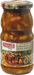 ФАСОЛЬ ЭКО, ПО-ГРЕЧЕСКИ С ГРИБАМИ, 510 Г