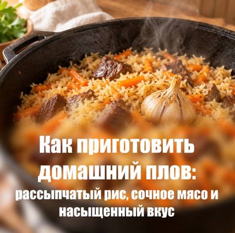 Как приготовить домашний плов: рассыпчатый рис, сочное мясо и насыщенный вкус