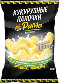 КУКУРУЗНЫЕ ПАЛОЧКИ РАМА, СЛАДКИЕ, С СУХИМ МОЛОКОМ, 100 Г