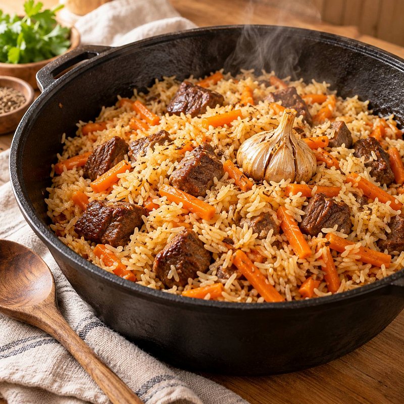 Как приготовить домашний плов: рассыпчатый рис, сочное мясо и насыщенный вкус